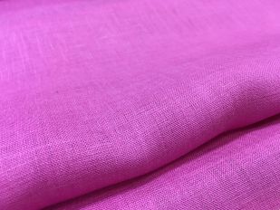Ткань тонкий лен батист розовый фуксия 135г/м