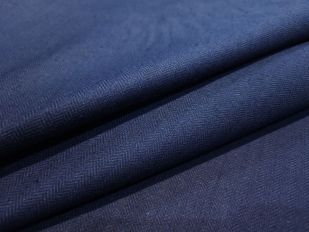 150см. Ткань льняная тёмно-синяя в рубчик 210г/м