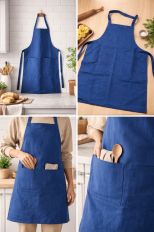 Льняной синий фартук