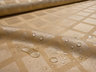 155 см. Ткань с пропиткой журавинка в клетку Бежевая