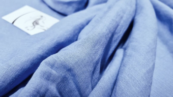 Ткань лен с вискозой КРЭШ Серо-Голубая