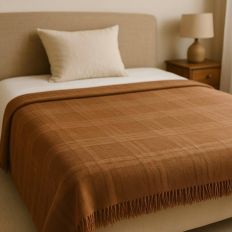 Льняной плед Кирпичный в К клетку 260х210